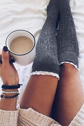 Lace Hem Knee High Sock